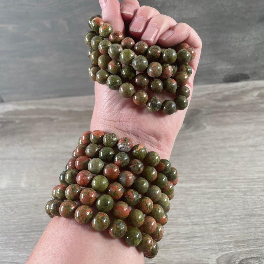 unakite 10mm crystal beaded bracelet wholesale metaphysical shop