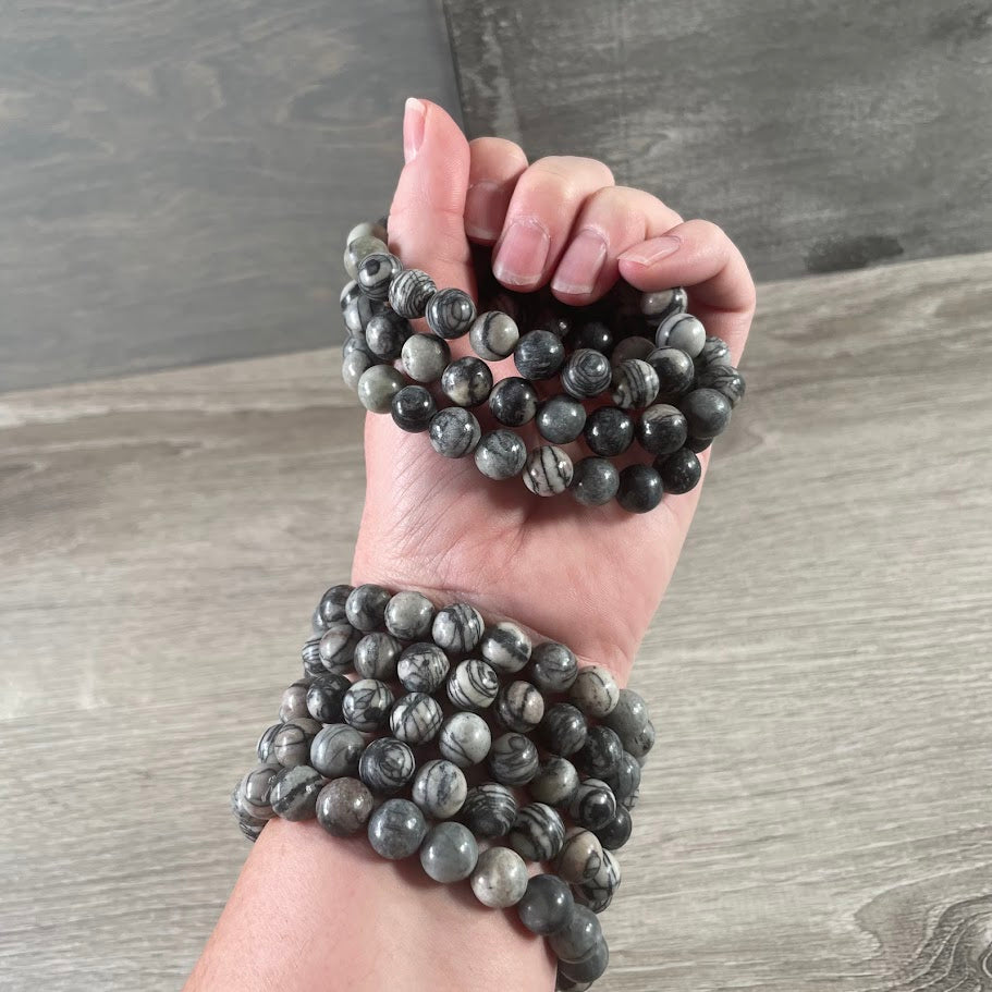 spider web jasper 10mm gemstone bracelet bulk wholesale crystal jewelry