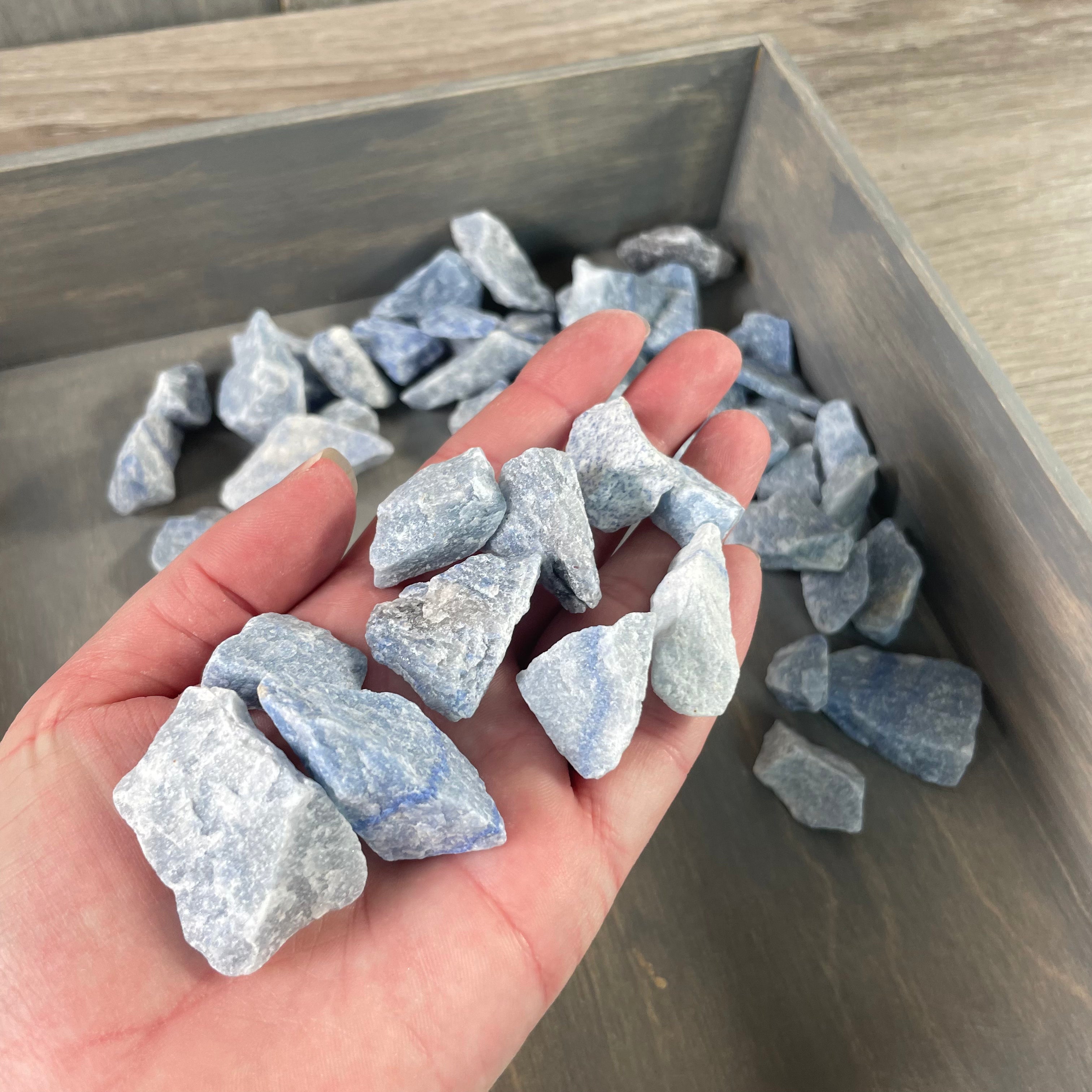 Raw Blue Quartz chunks wholesale 1-pound bag
