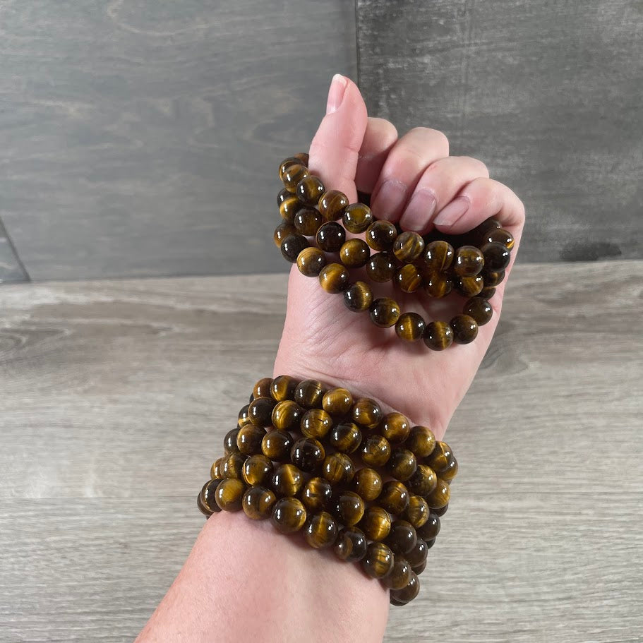 tiger eye crystal healing beaded bracelet 10mm gemstone jewelry
