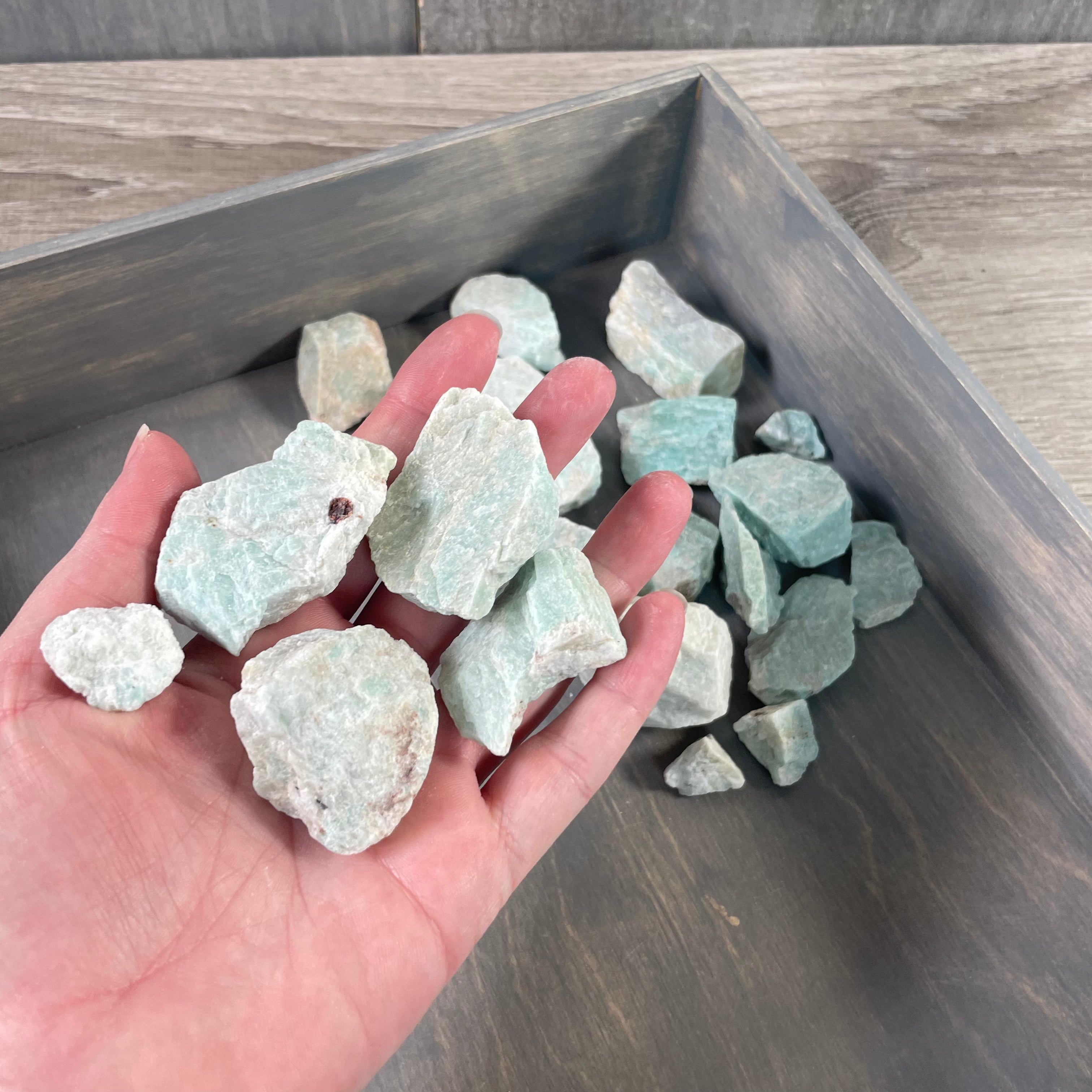 Raw Amazonite mineral specimens for crystal healing