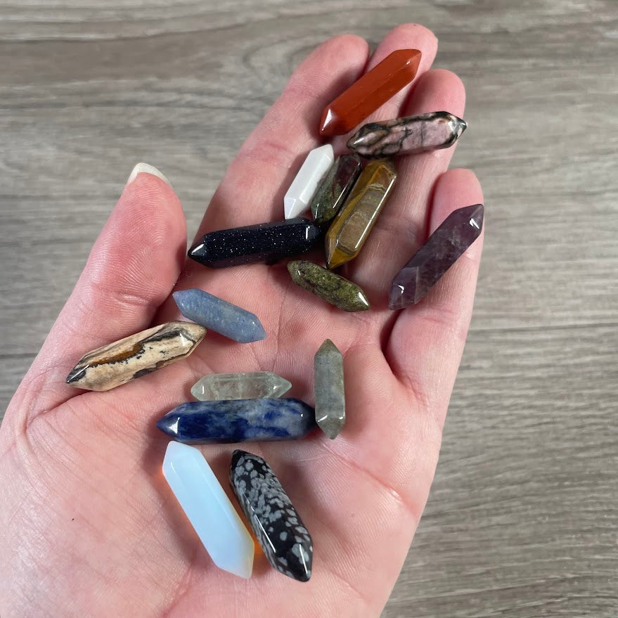 Assorted Gemstone Small double terminated gemstone crystal wands wholesale