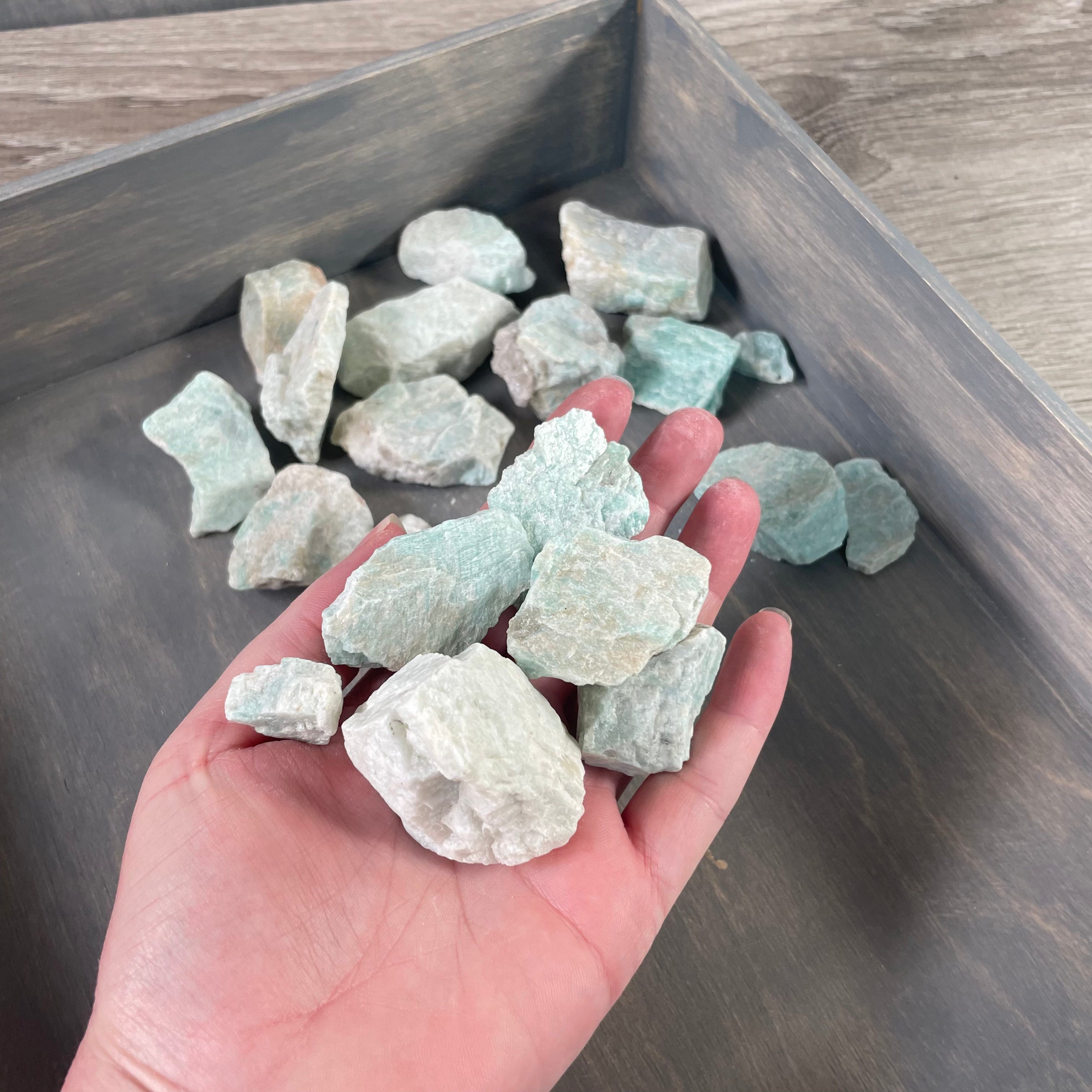 Bulk Amazonite rough stones wholesale - 1 lb bag