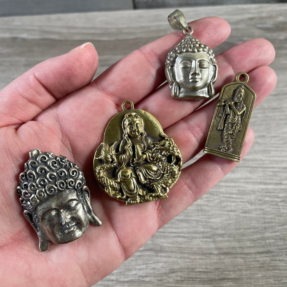 Tibetan deity pot metal pendant antique silver charm bulk wholesale