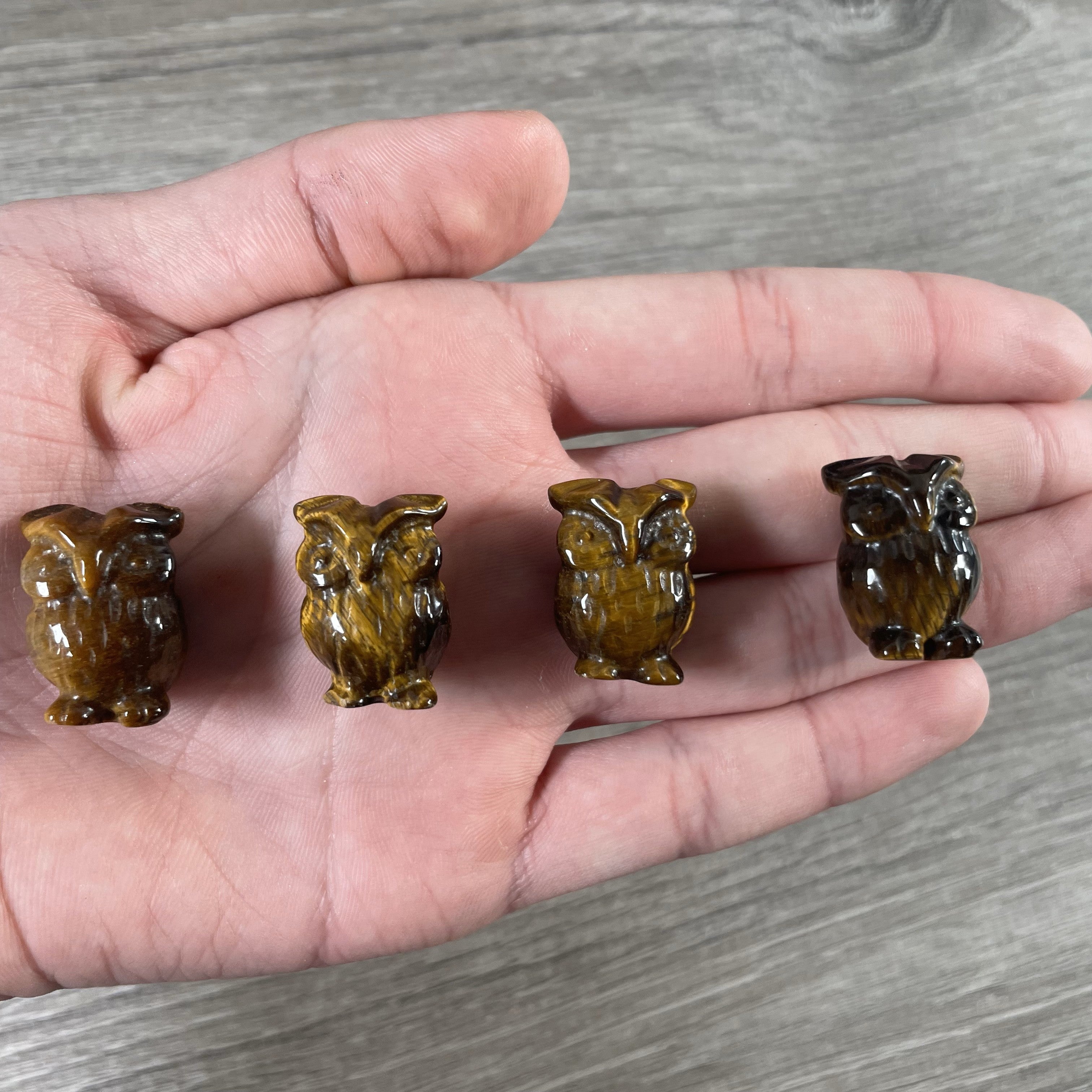 Small Gemstone Owl Figurine – Crystal Decor, Carved Stone Animal Statue, Mini Collectible