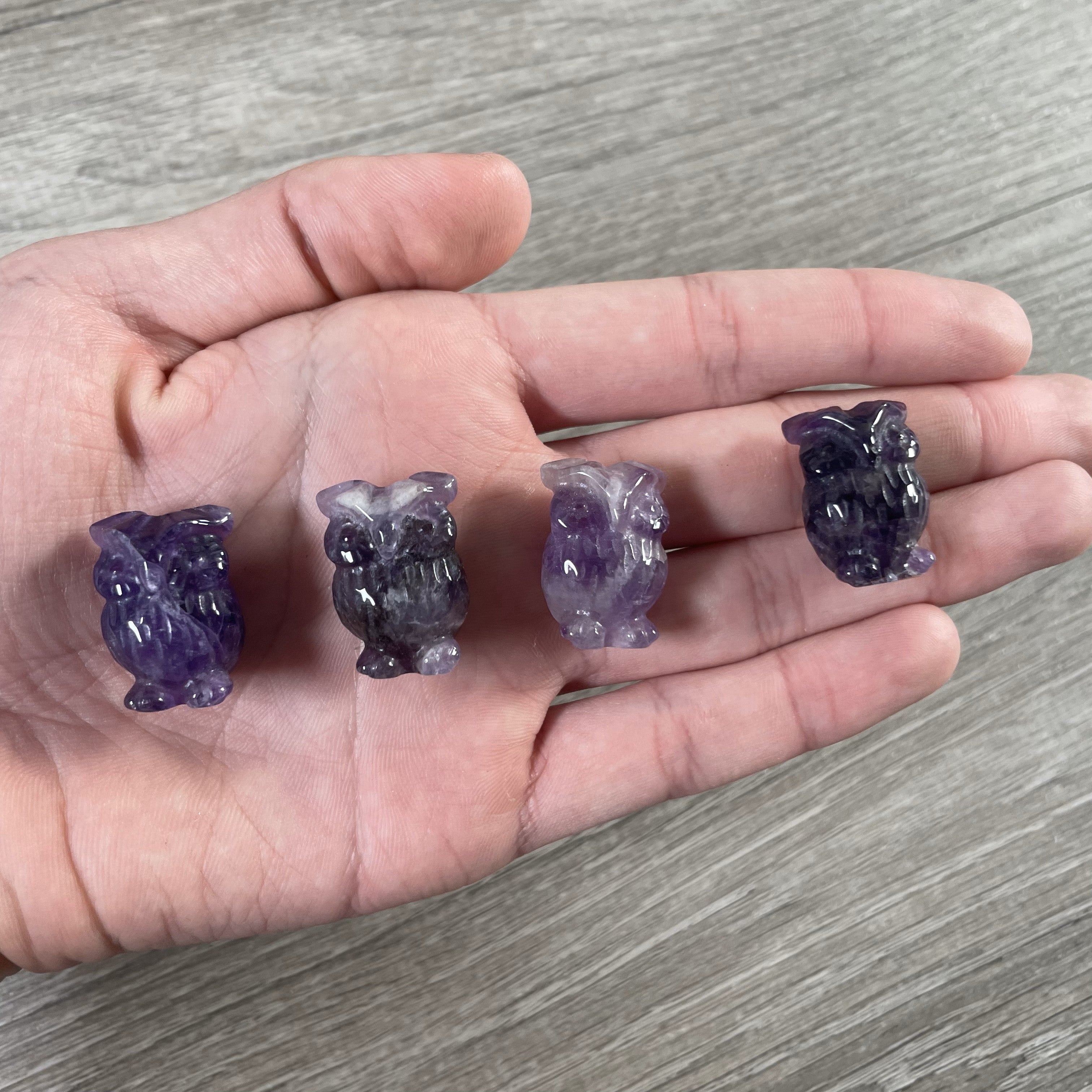 Small Gemstone Owl Figurine – Crystal Decor, Carved Stone Animal Statue, Mini Collectible