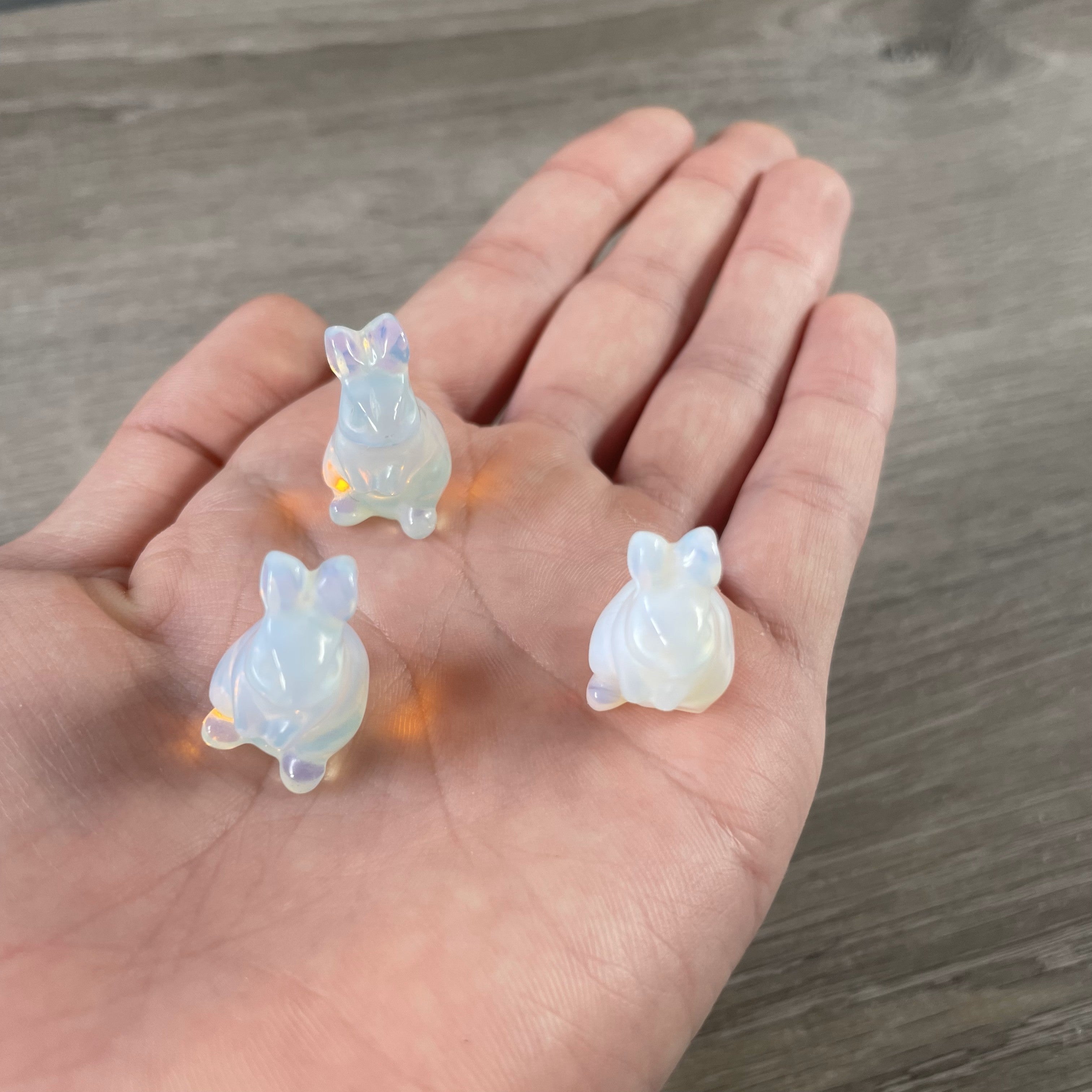 Opalite, white bunny rabbit for rock shops