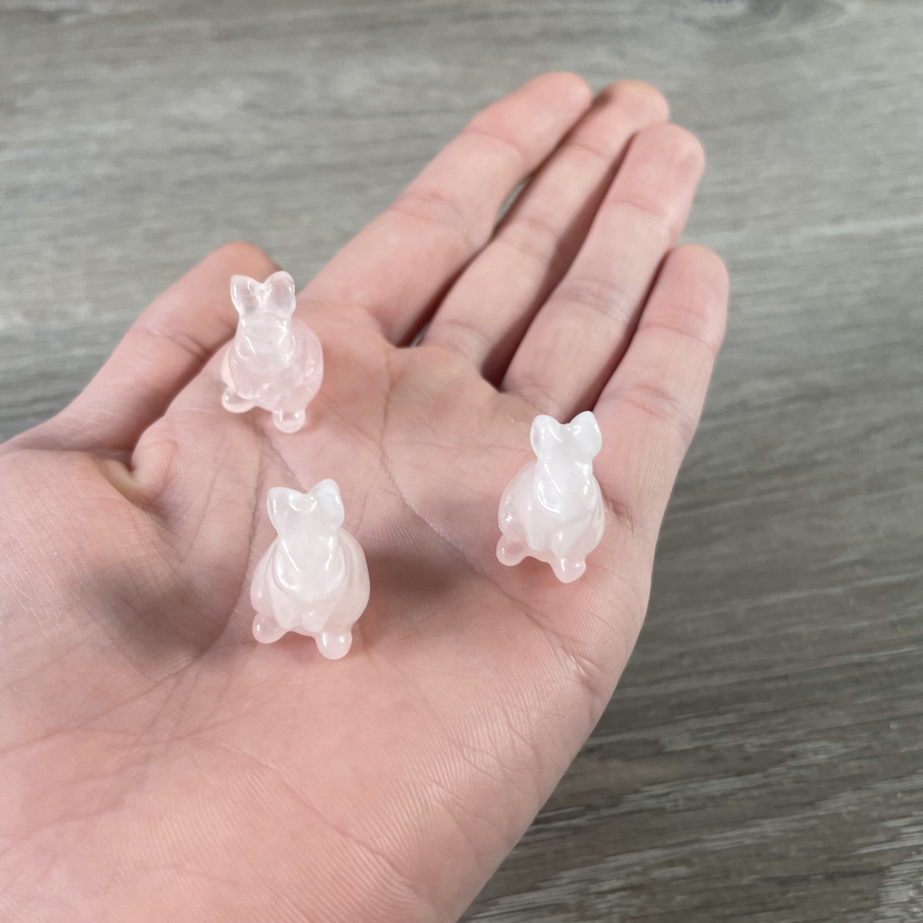 Rose Quartz Mini crystal bunny statue for resale