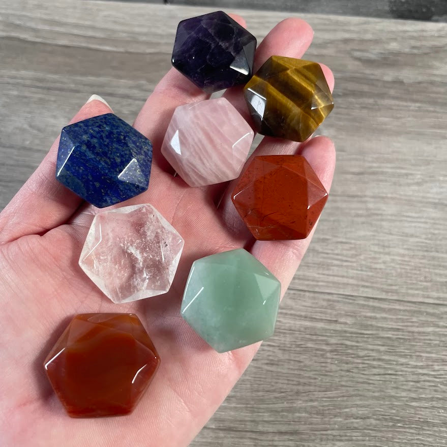 Assorted gemstone Star of David carving polished crystal