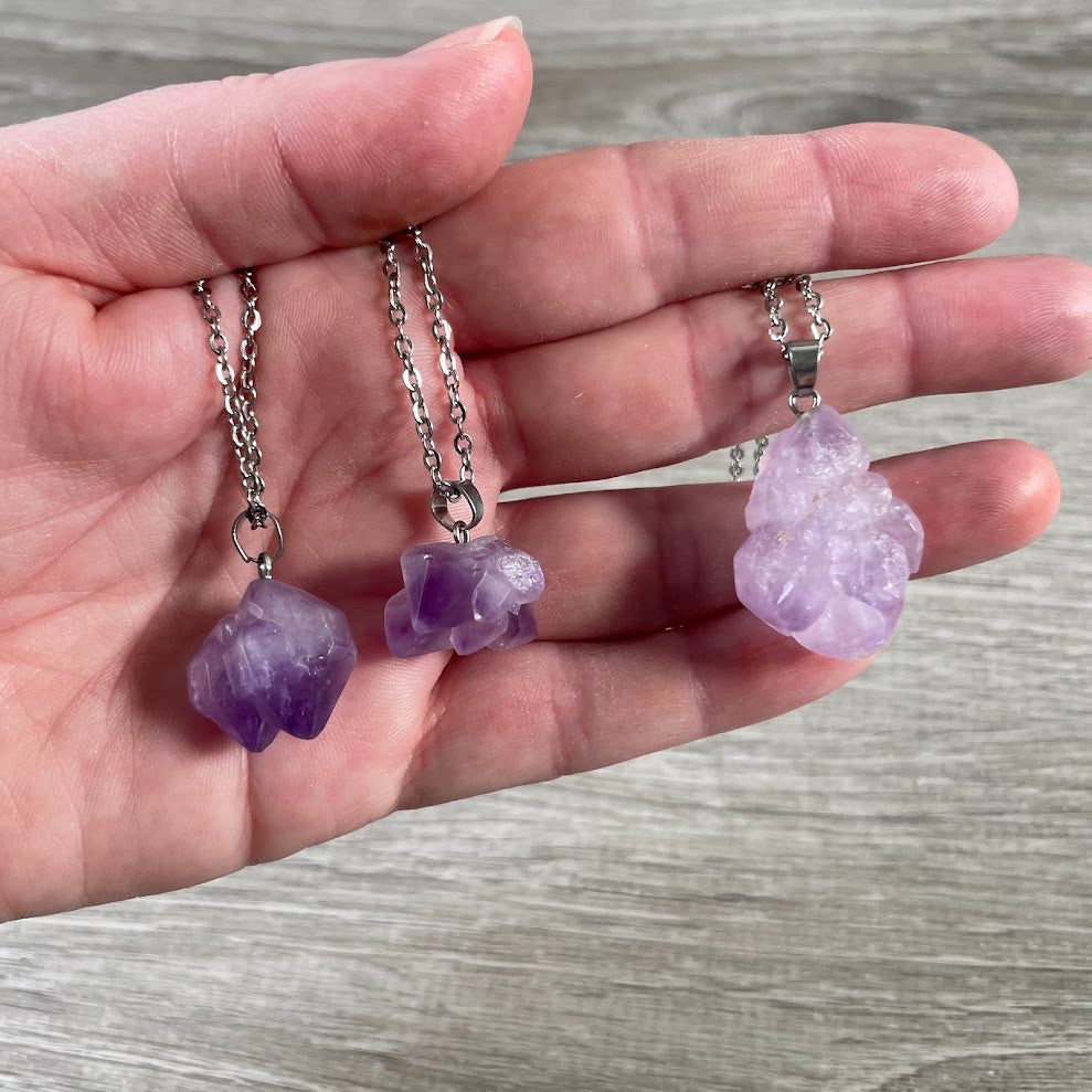 healing crystal amethyst necklace natural stone rock shop supply
