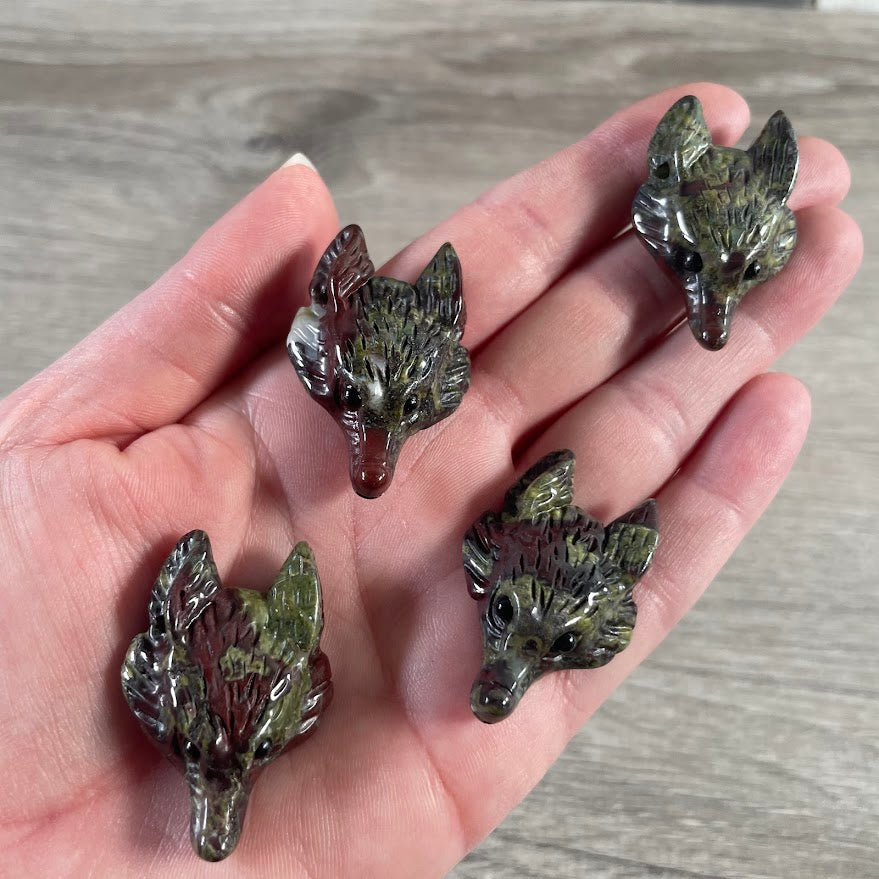 Dragon bloodstone carved gemstone fox head pendant beads for bulk buyers