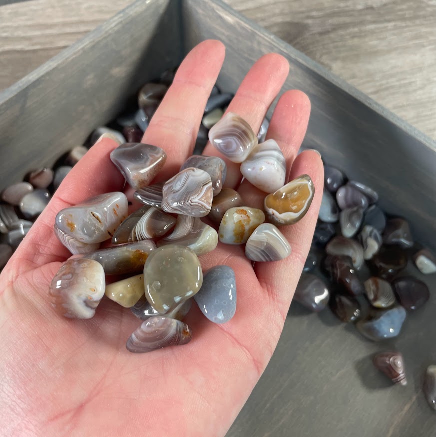 1 LB tumbled Botswana Agate stones assorted sizes