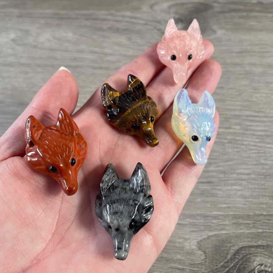 Assorted Gemstone Fox head carved Pendant beads for gift shops
