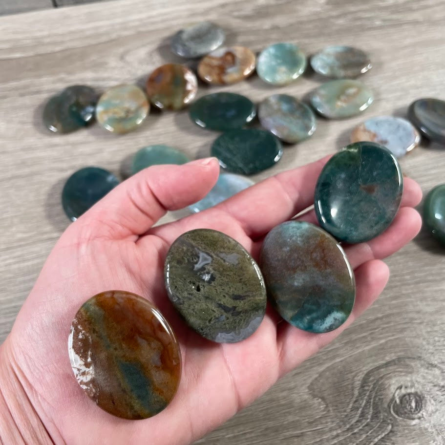 indian agate smooth oval thumb stones reiki crystals wholesale