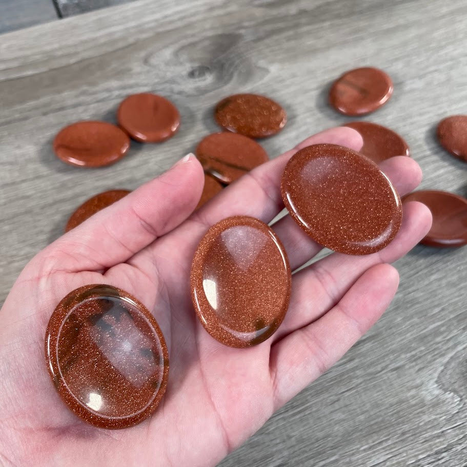 goldstone natural gemstone worry stones meditation crystals