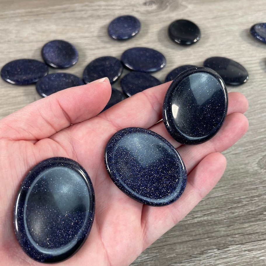 blue goldstone bulk healing crystals oval thumb stones