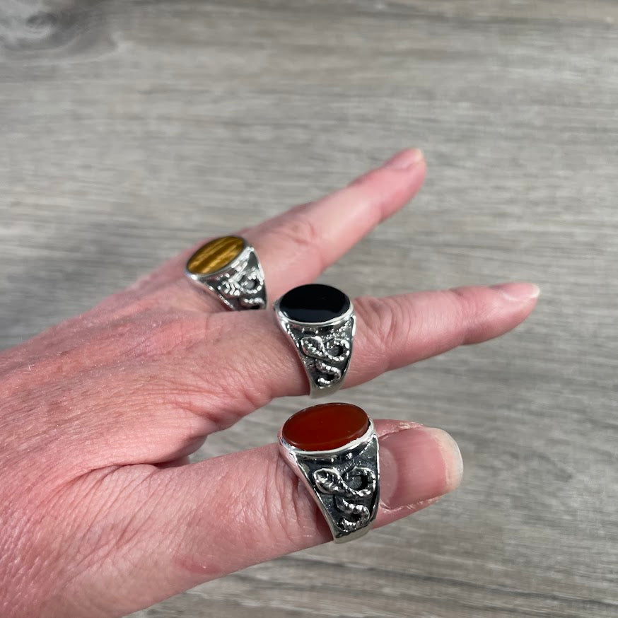 Assorted stone silver rings for men bulk