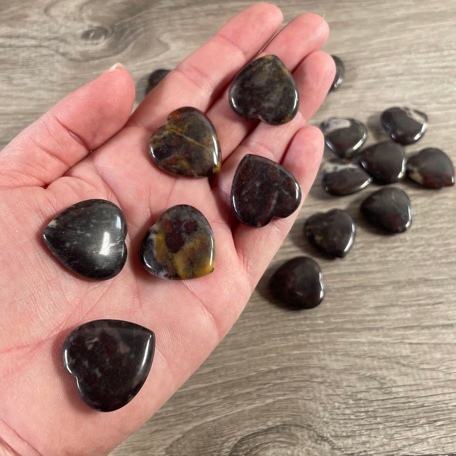 Gemstone Flat Heart Carvings 1-Inch – Bulk Crystal Hearts