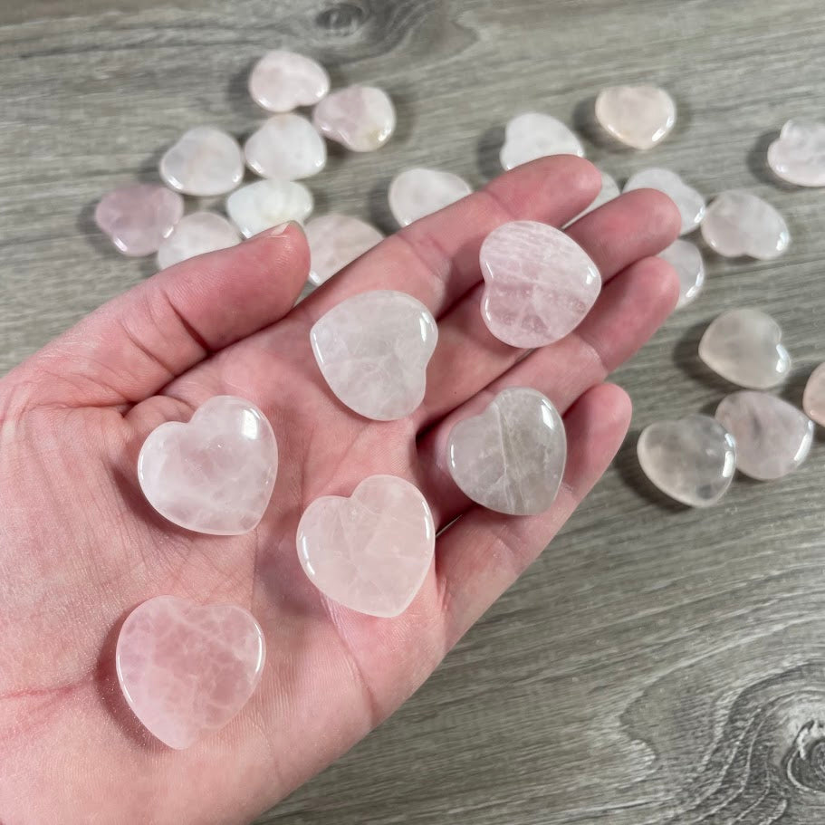 rose quartz heart carving 1-inch bulk wholesale crystal hearts