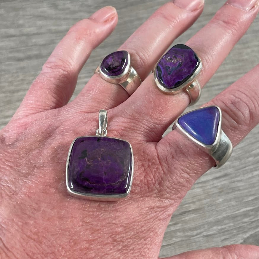 purple gemstone silver jewelry lot