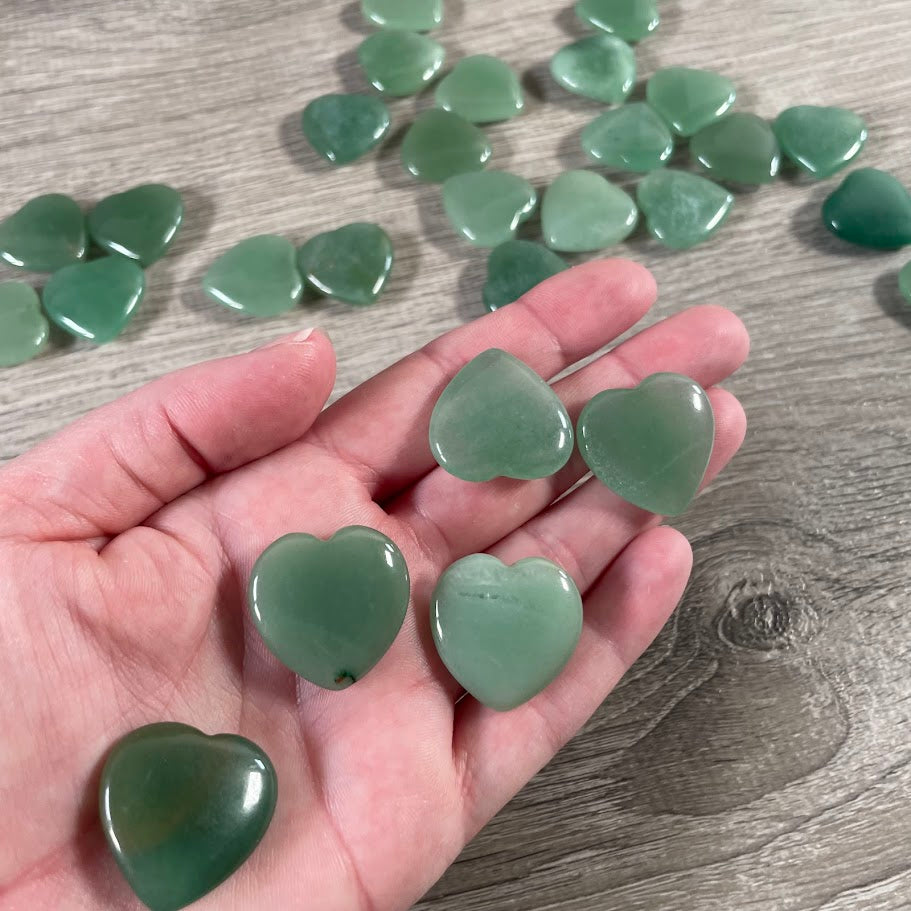 green aventurine crystal heart wholesale 1-inch polished stone