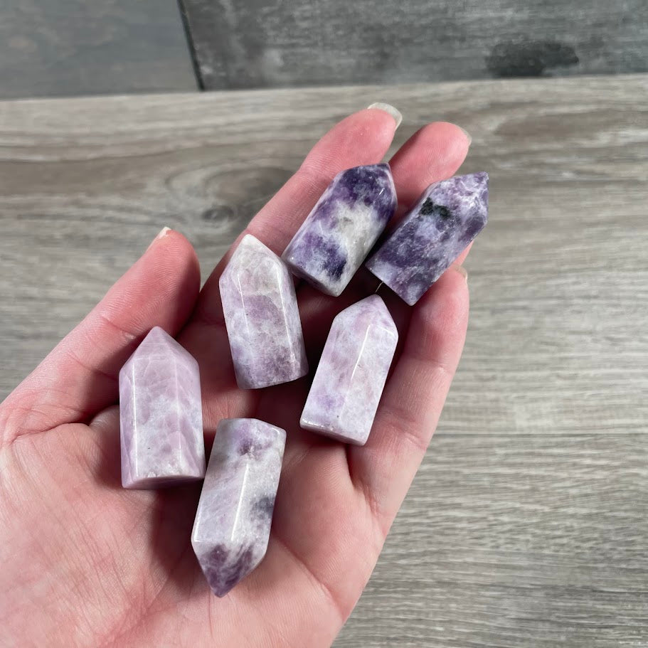Lepidolite small chubby gemstone obelisk for wholesale resale