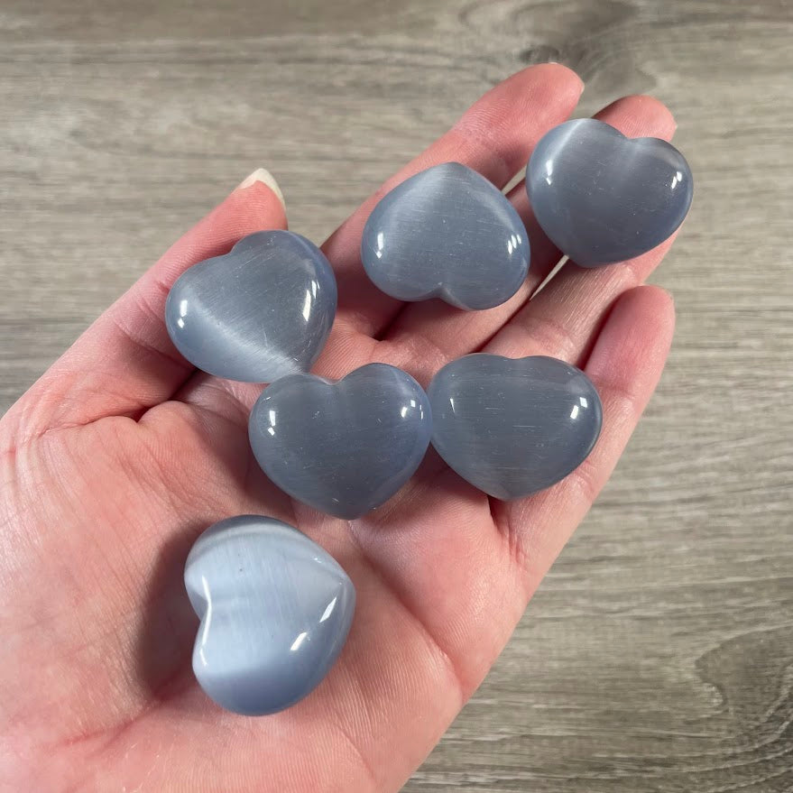 Fiber-Optic Cat's Eye Heart Puffy 1-Inch Wholesale Gemstone