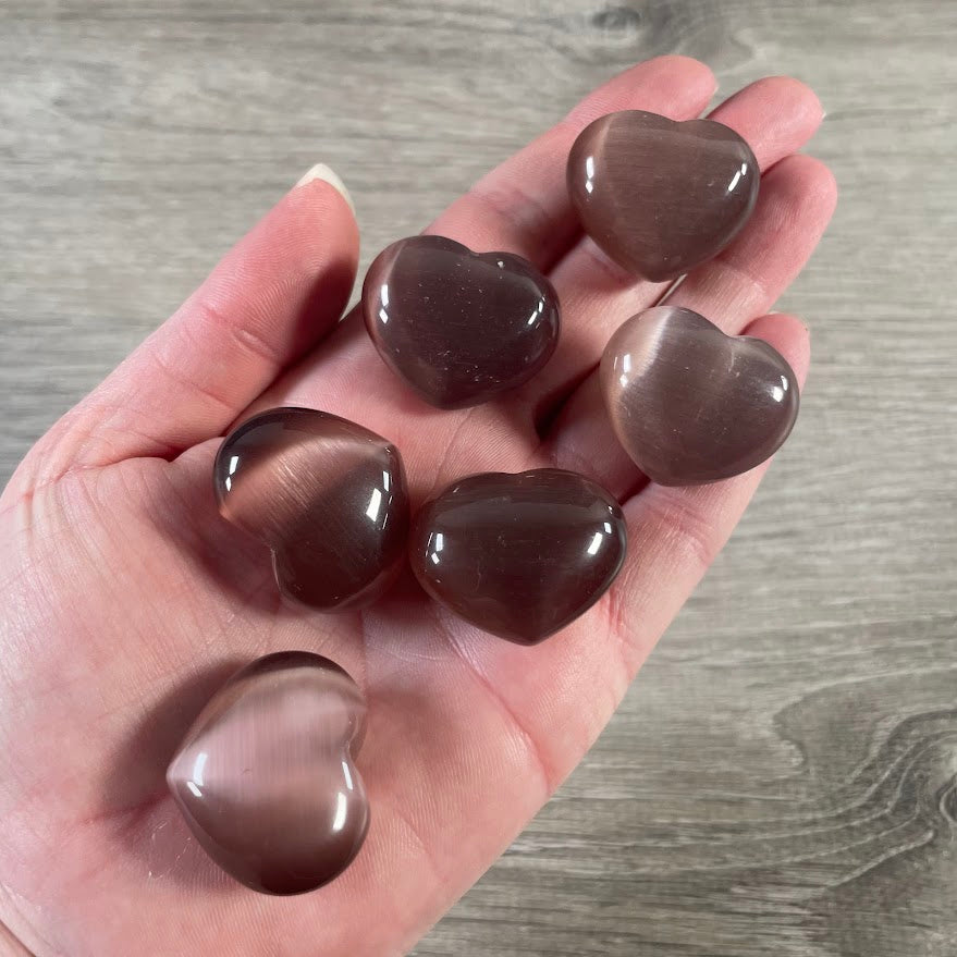 Fiber-Optic Cat's Eye Heart Puffy 1-Inch Wholesale Gemstone