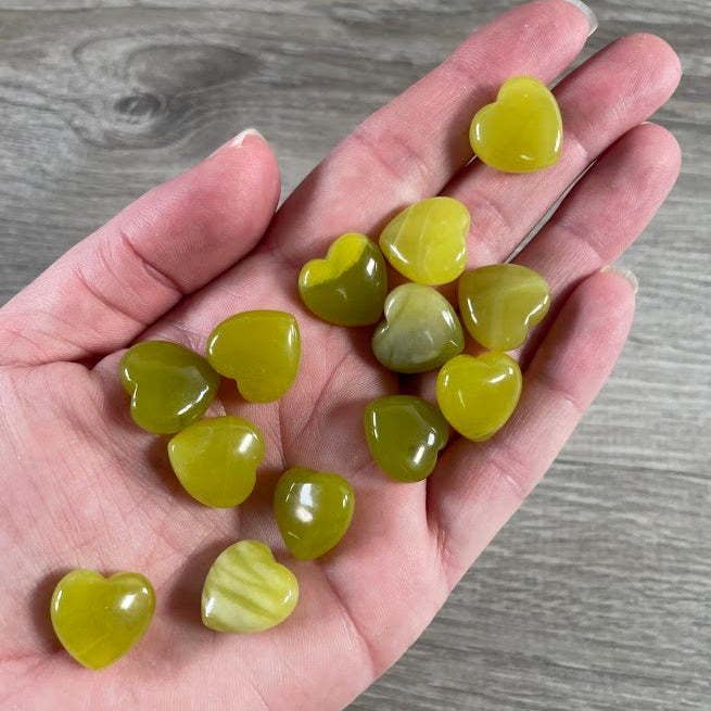 Serpentine small crystal hearts bulk