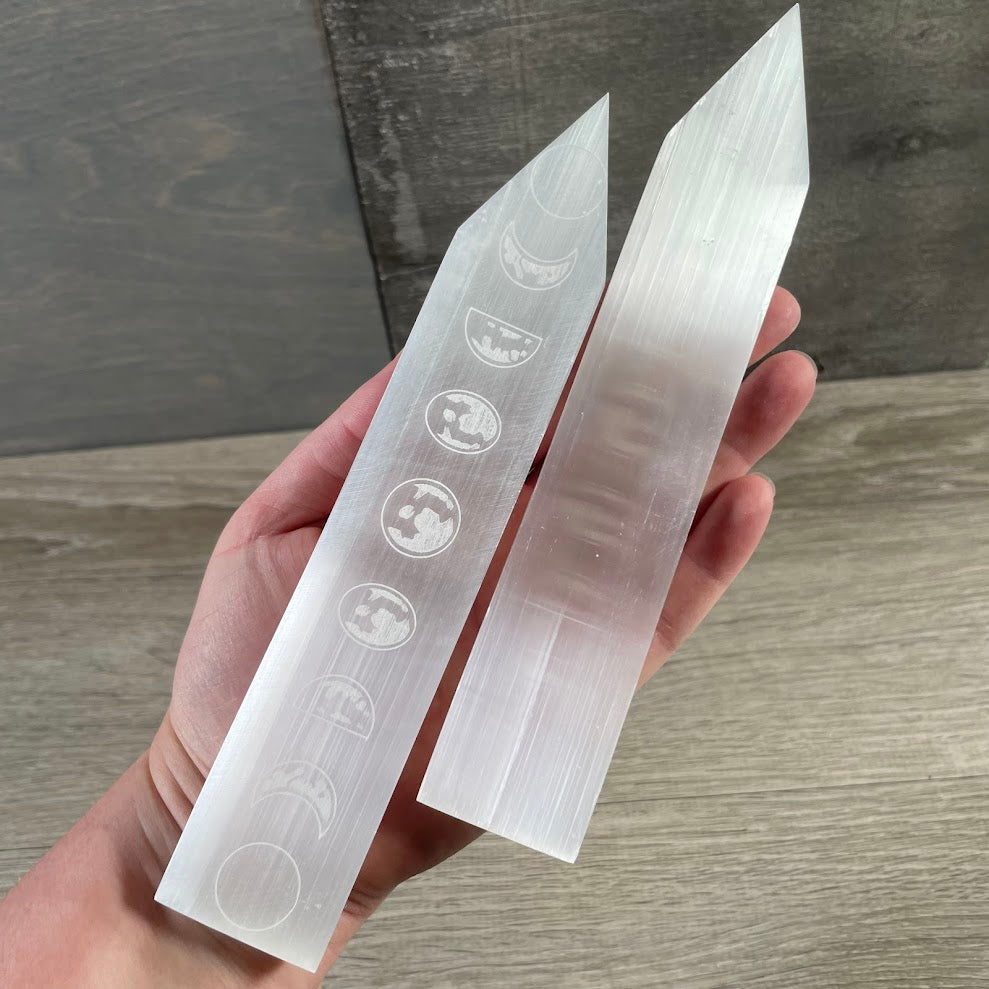 Selenite Flat Rectangle Plate Wands for Energy Work