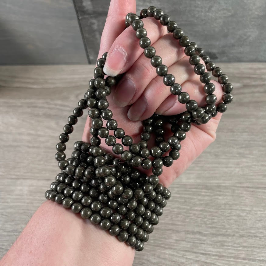 Pyrite bulk crystal beaded bracelet for metaphysical shop