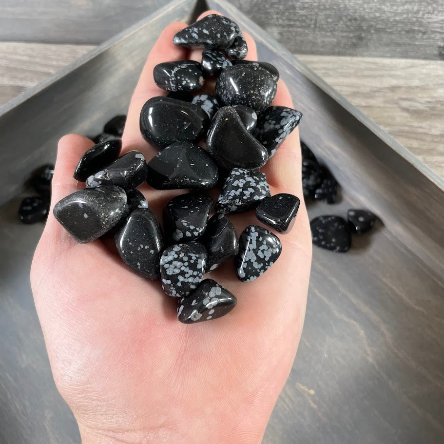 Bulk snowflake obsidian tumbled stones wholesale 1 lb