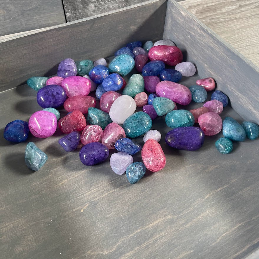 Assorted Color Crackle Quartz Tumbled Stones – 1 Kilo Bulk