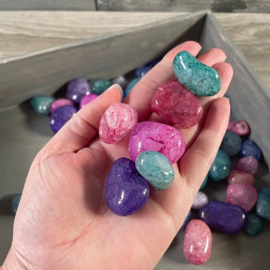 Assorted color crackle quartz tumbled stones 1 kilo bulk mix