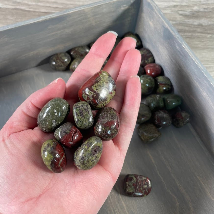 Wholesale tumbled Dragon Bloodstone with red and green coloring