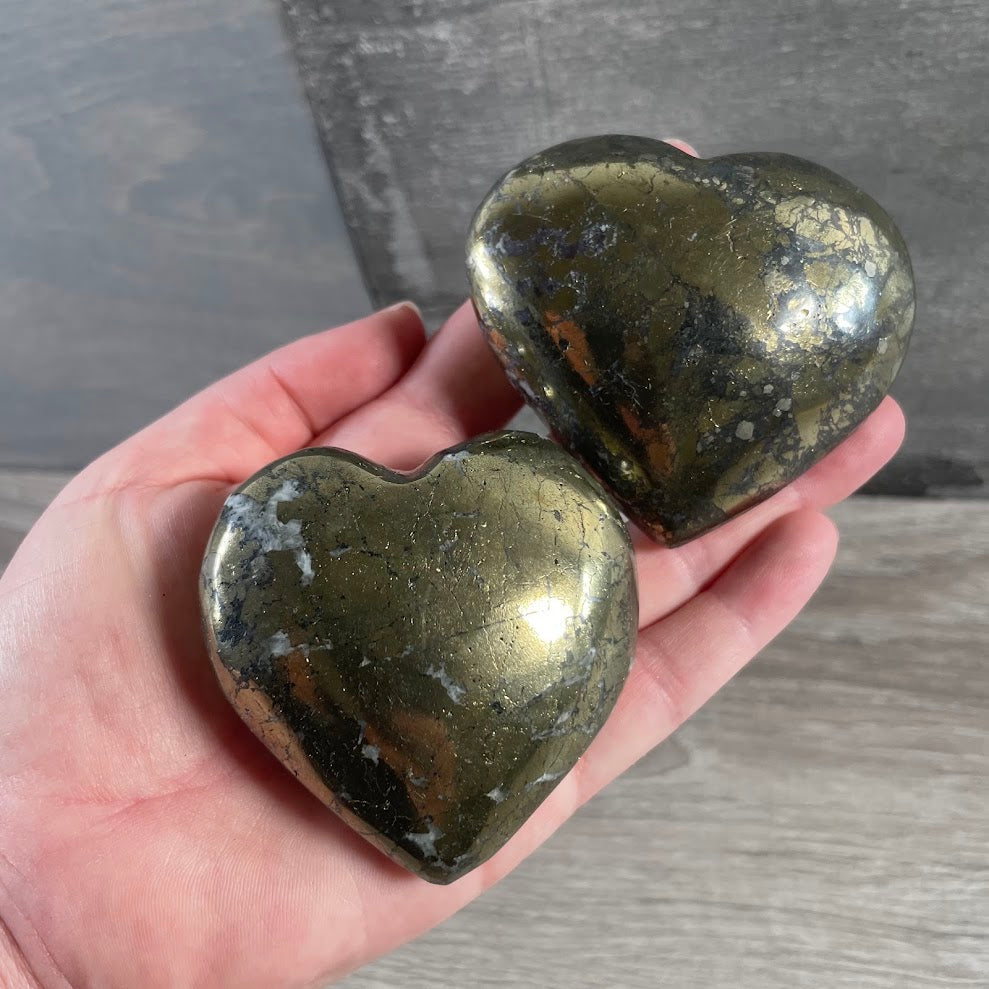 Pyrite Heart Crystals | Wholesale Polished Gemstone Hearts for Gift & Crystal Shops