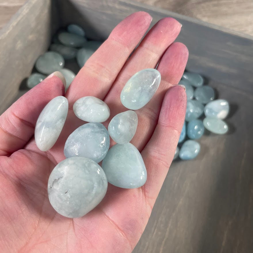 polished aquamarine gemstones sold by the pound