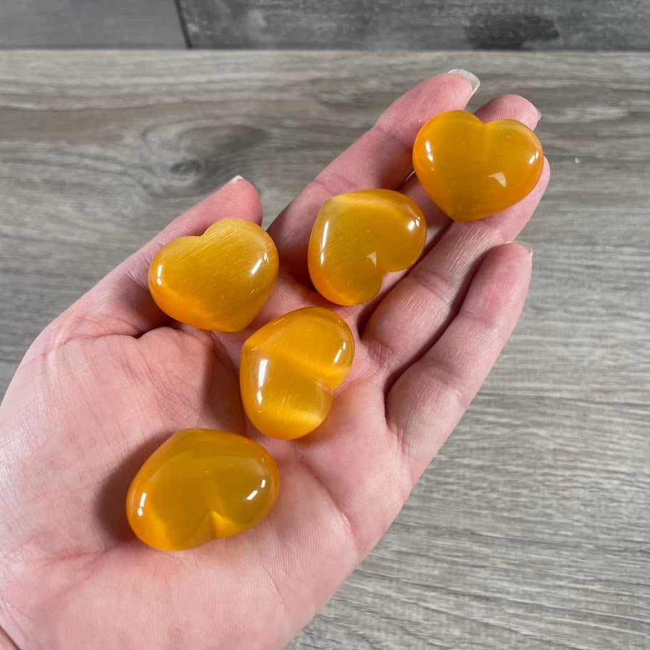 Yellow wholesale fiber-optic cat’s eye heart crystal for resale