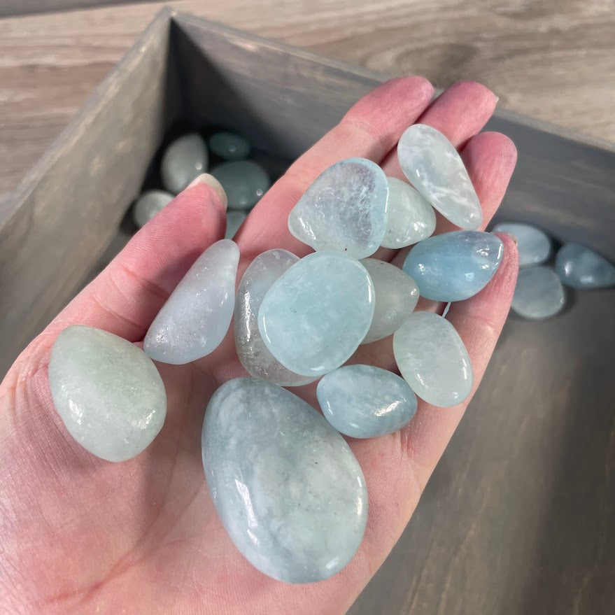 aquamarine tumbled stones bulk wholesale