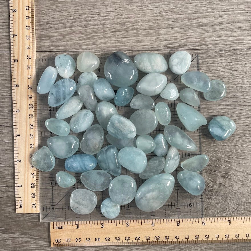Aquamarine Tumbled Stones in Bulk - Sold by the Pound