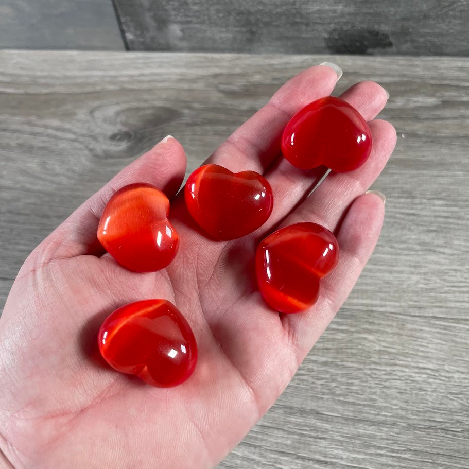 Red fiber-optic cat's eye heart wholesale