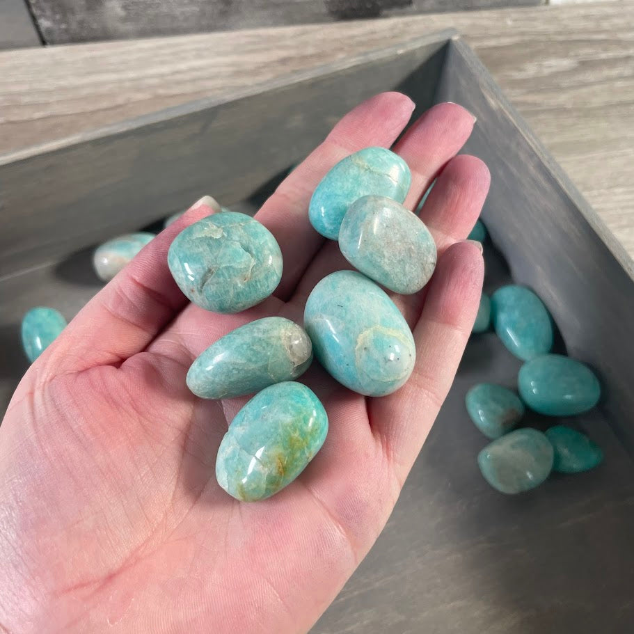 1 pound Amazonite polished stones for energy work and retail