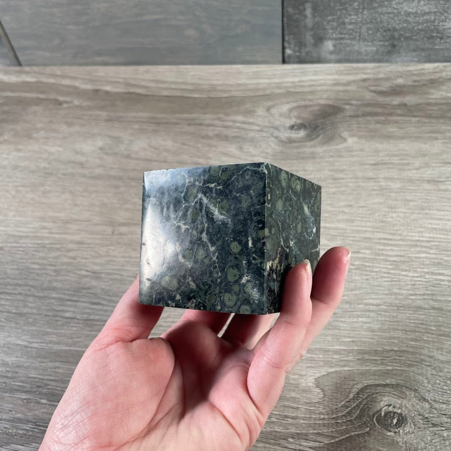 standing kambaba jasper cube for metaphysical store display