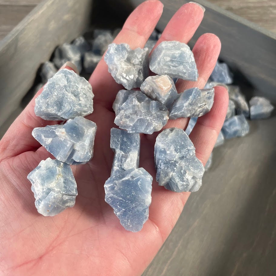 1 lb. wholesale lot of natural Blue Calcite chunks