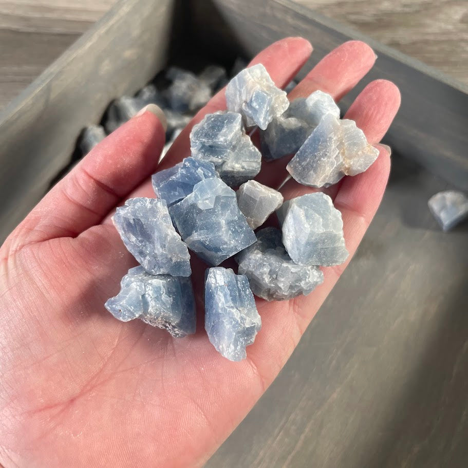 Blue Calcite raw chunks wholesale 1 lb lot