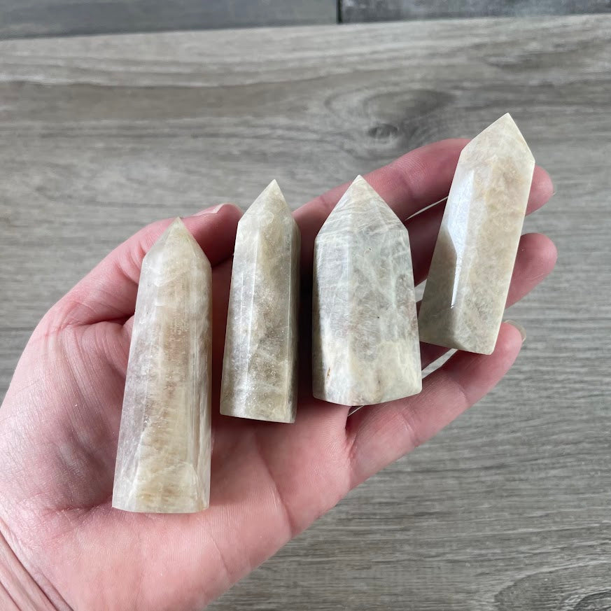 moonstone natural gemstone obelisk polished crystal point spiritual shops supply