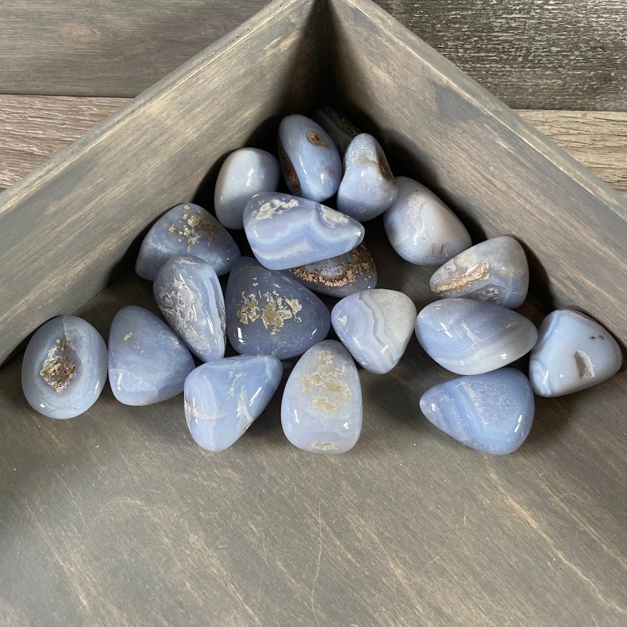 Wholesale Blue Chalcedony polished stones 1 pound lot