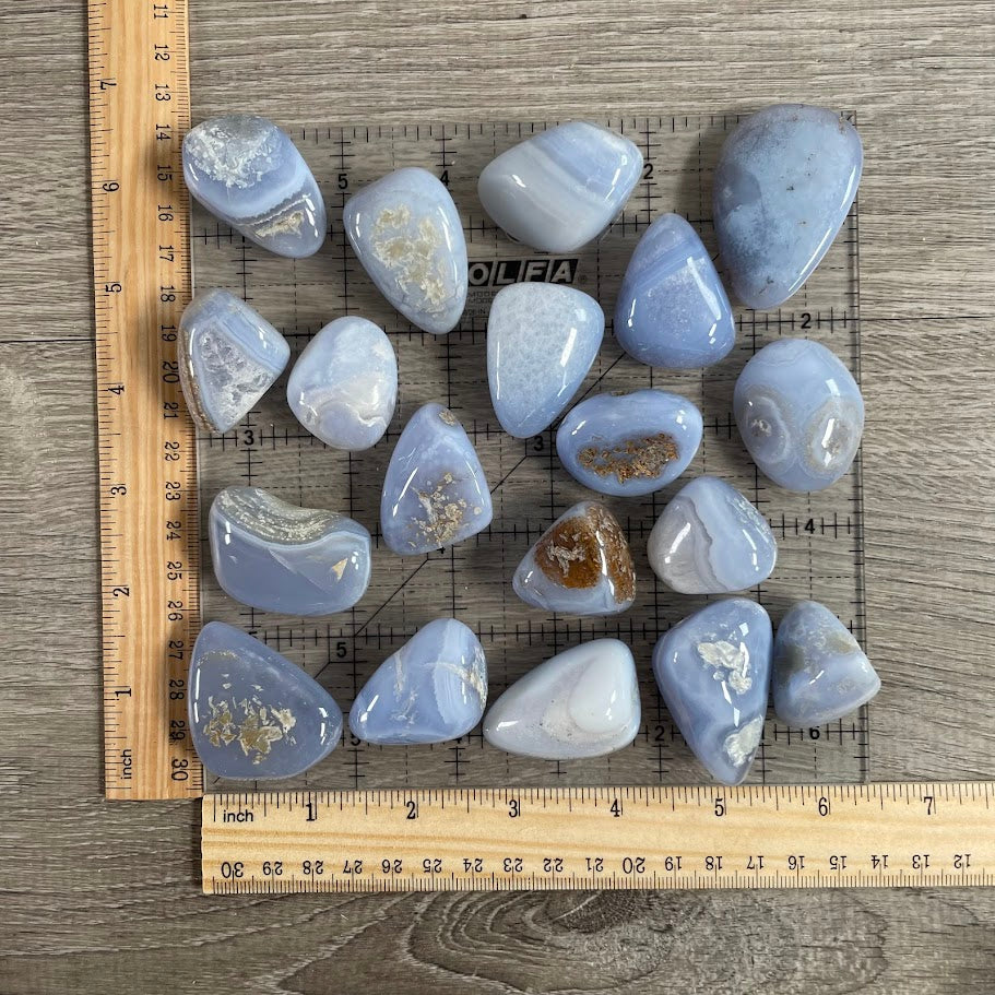 Blue Chalcedony tumbled stones wholesale