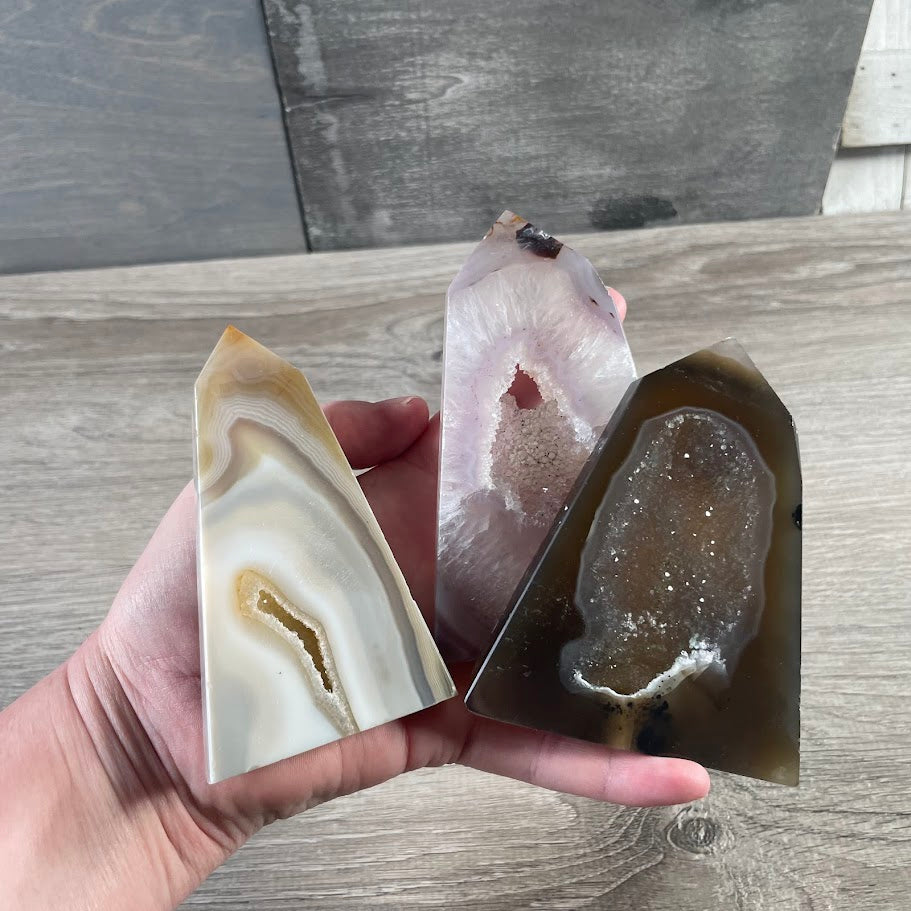 Drusy Agate Flat Obelisk - Crystal Obelisks for Decor