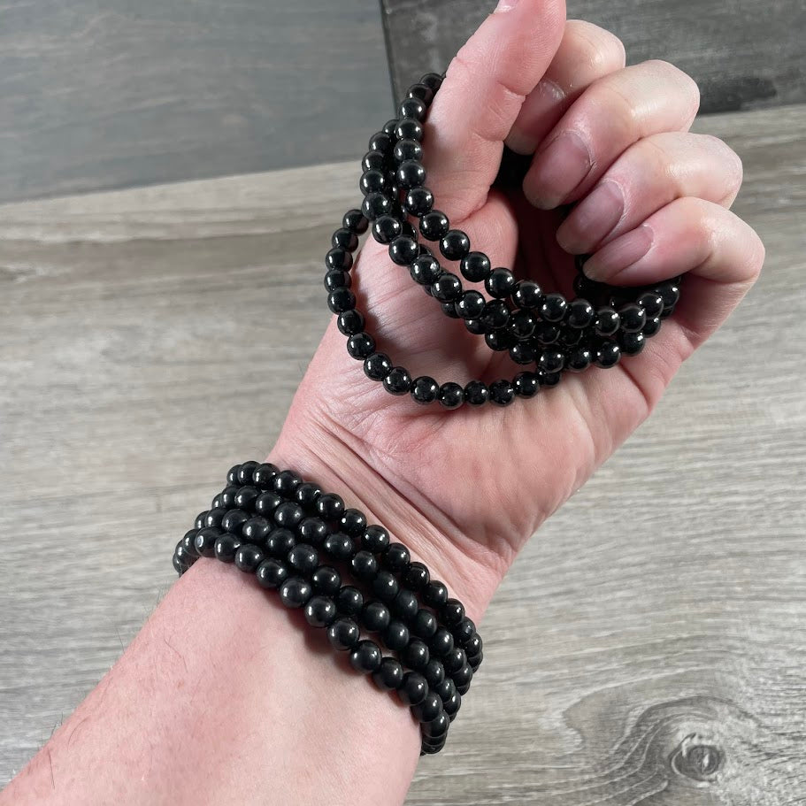 Shungite gemstone stretch bracelets 6mm beads - bulk